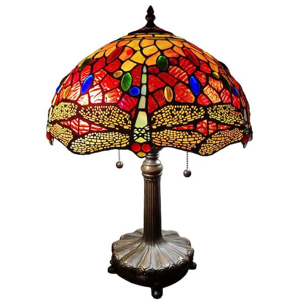 Amora Lighting 18.5 in. Tiffany Style Dragonfly Table Lamp