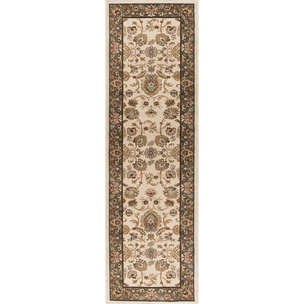 Tayse Rugs Sensation Border Ivory 2 ft. x 8 ft. Indoor Runner Rug ...