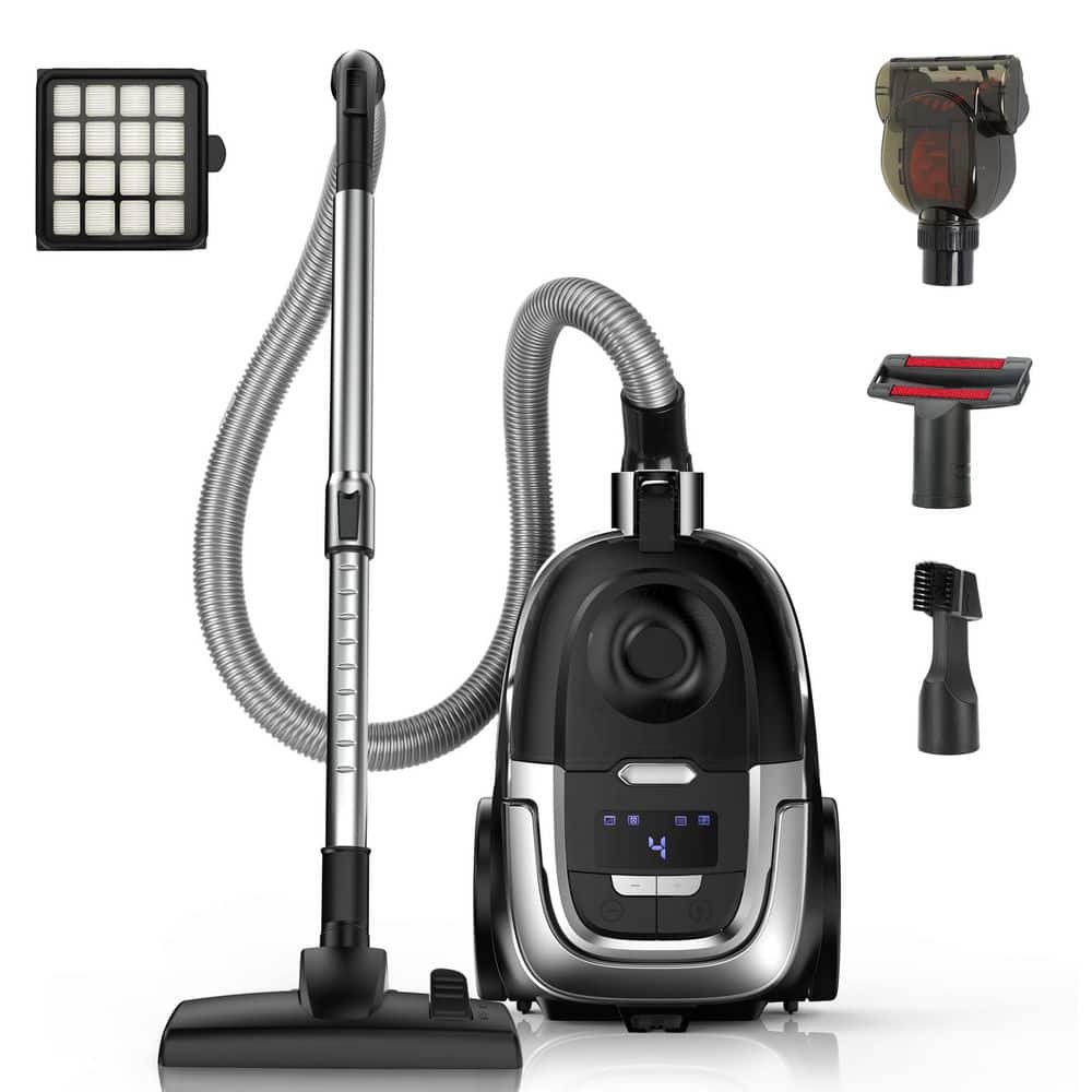 1600W Bagless Corded Canister Vacuum w 40Kpa Suction, 4L Dust Cup, HEPA Filter for Hard Floor Carpet Pet Hair, Black price history on PriceWatchPro