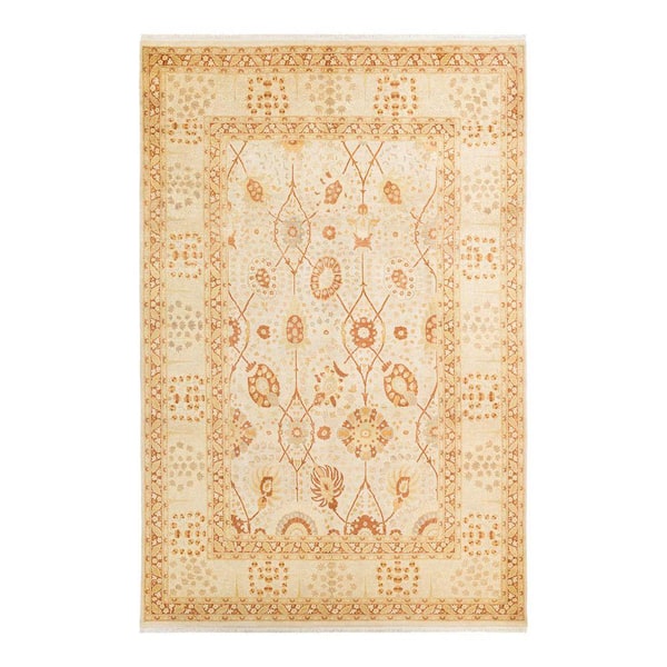 Mogul Ivory 6 ft. x 9 ft. Oriental Wool Indoor Area Rug