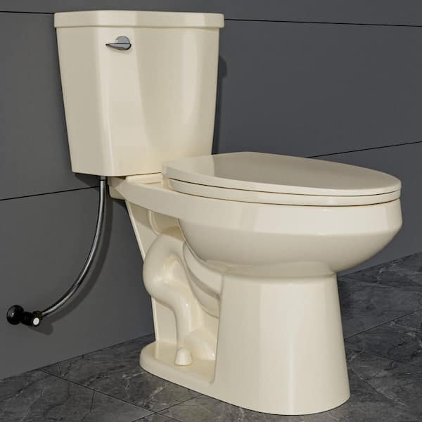 17 in. ADA Height 2-Piece Toilet 1.28 GPF Single Flush Elongated Toilet in Bone 1000g Map with Soft Close Toilet Seat