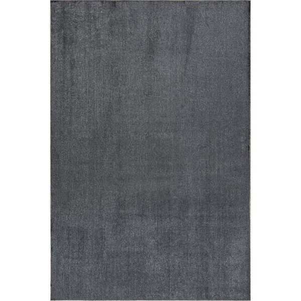 8 ft. x 10 ft. Light Grey Argelia Solid Machine Washable Area Rug