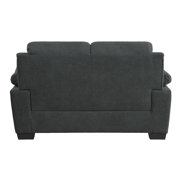 Lazzara Deliah 58 in. W Dark Gray Textured Fabric Loveseat 9333DG