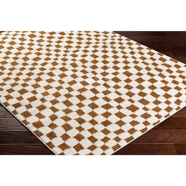 Freud Burnt Orange 8 ft. x 10 ft. Checkered Indoor Area Rug
