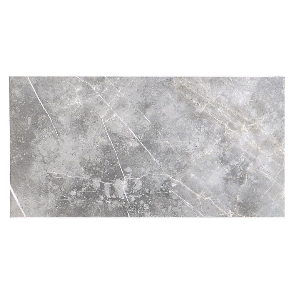Grace Polished Gray Porcelain Marble Look Large Format Tile