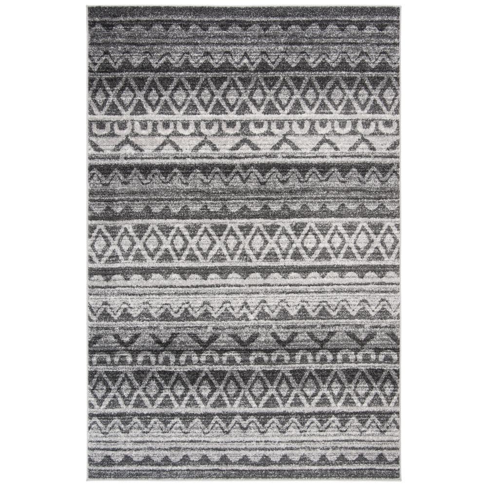 Ivory and Charcoal 6' x 9' Hand-knotted Synthetic Area Rug