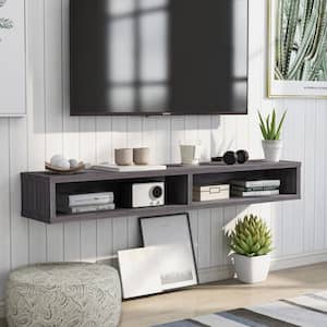 Evaine 60 in. Distressed Gray Wood Floating TV Stand Fits TVs Up to 66 in. with Wall Mount Feature