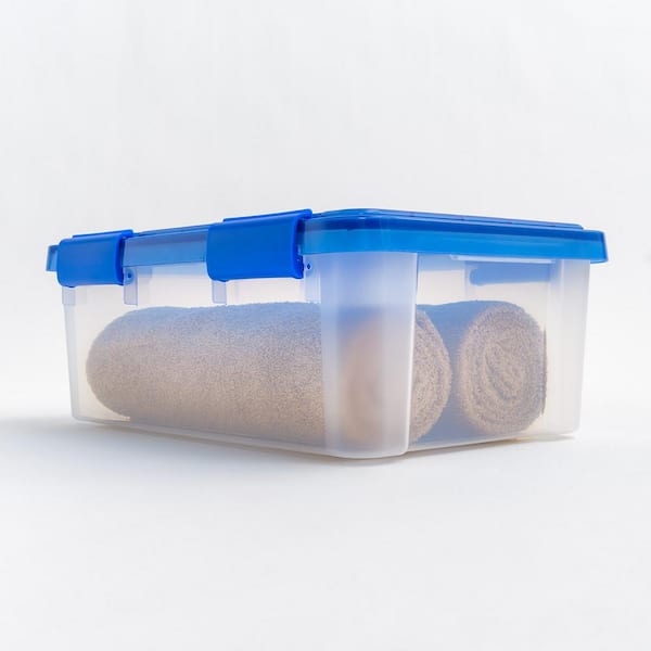 44 Qt./11 Gal. Clear Plastic Storage Boxes with Lid, Blue