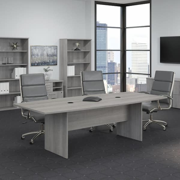 Bush Business Furniture 95.2 in. Boat Top Platinum Gray Conference Table Desk 99TB9642PGK - The Home Depot