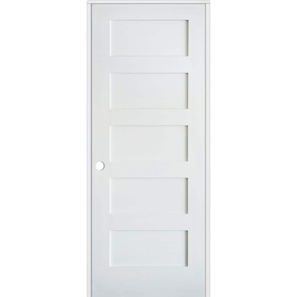 Krosswood Doors 24 in. x 80 in. Shaker 5-Panel Primed Right-Hand