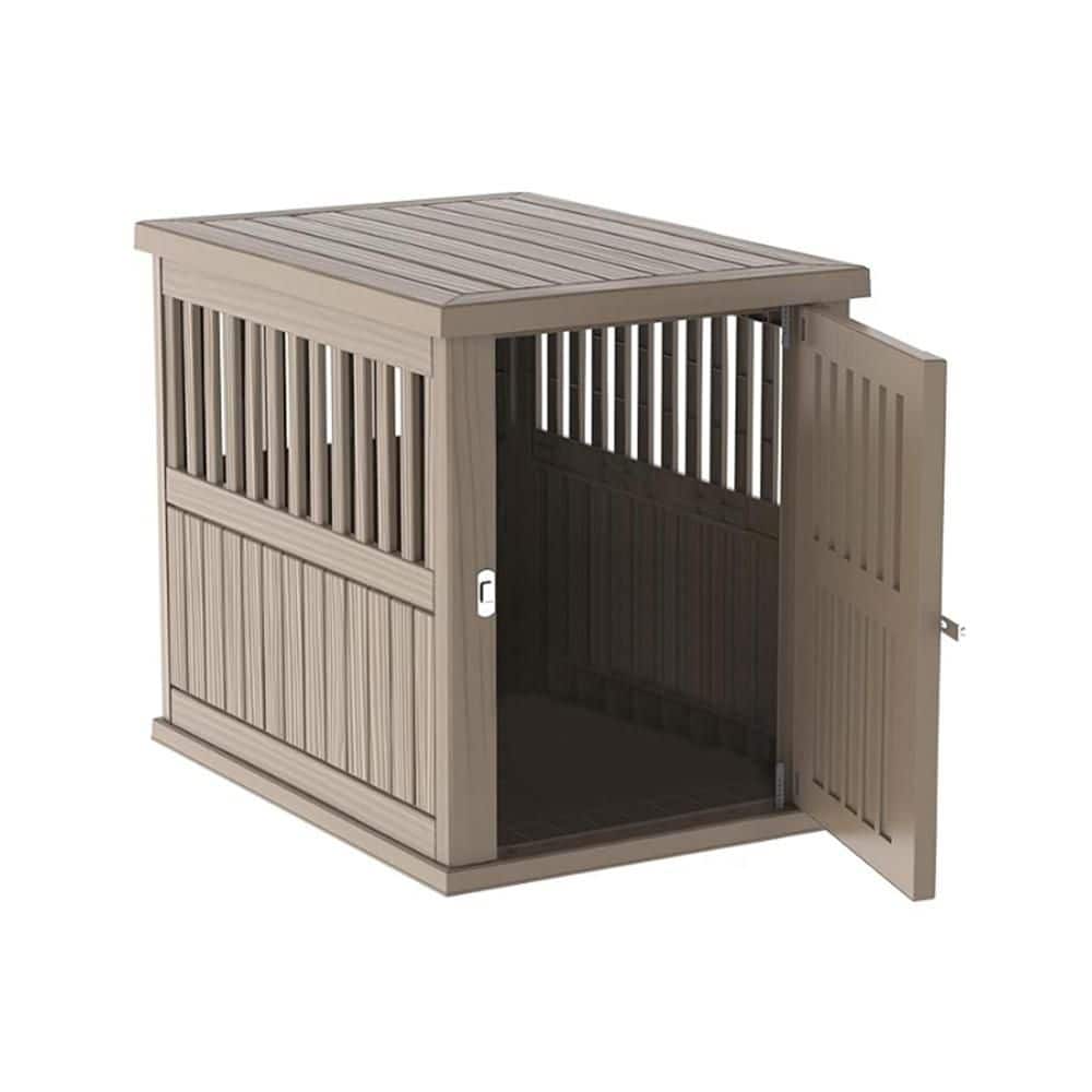 Brown Dog House Furniture with Lockable for Small to Large Dogs