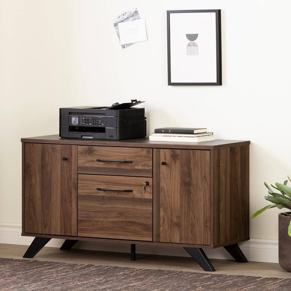 Natural Walnut 47.75'' Wide Filing Credenza with Locking Drawer