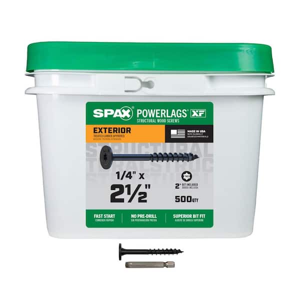 1/4 in. x 2-1/2 in. Black Powerlags XF Exterior T40 T-Star Pancake Head Structural Wood Lag Screws (500 Pieces)