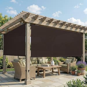 vicllax 10 ft. x 8 ft. Chocolate Outdoor Roller Shade with Hand