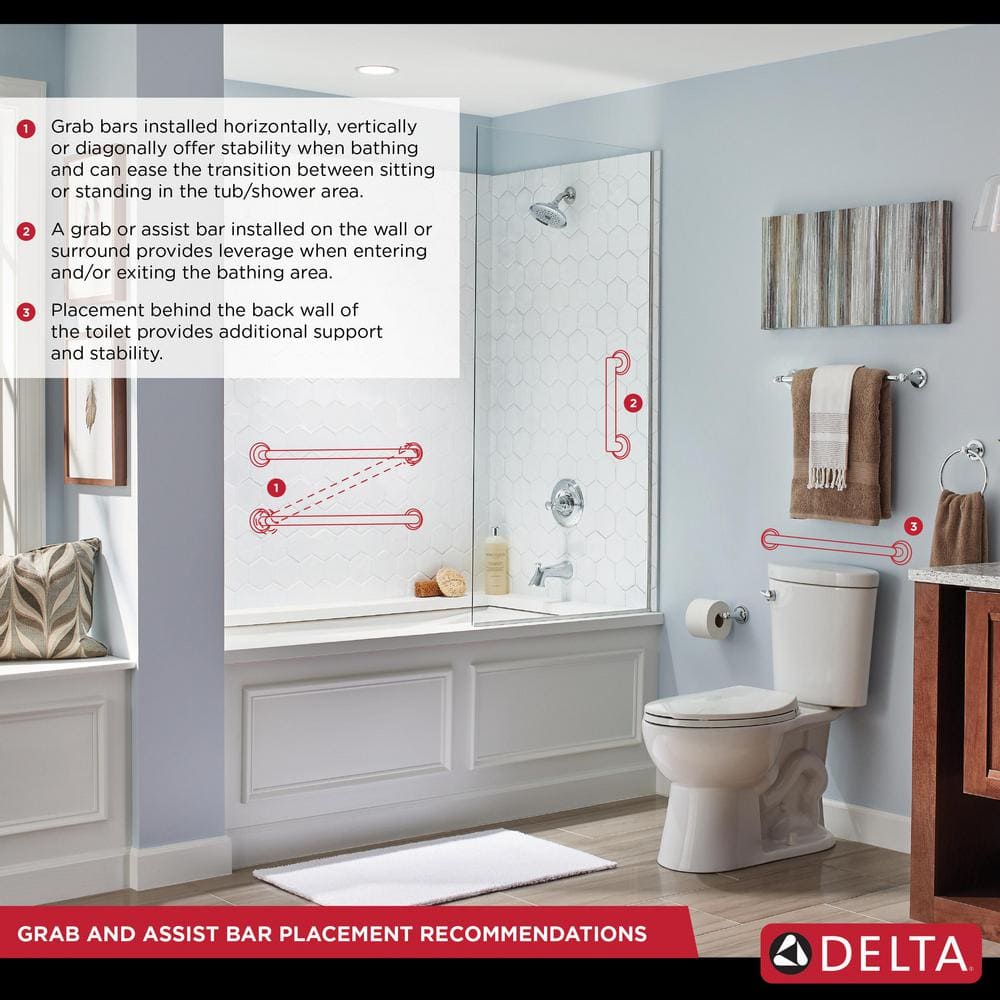 White Stainless Steel 24" ADA Compliant Grab Bar