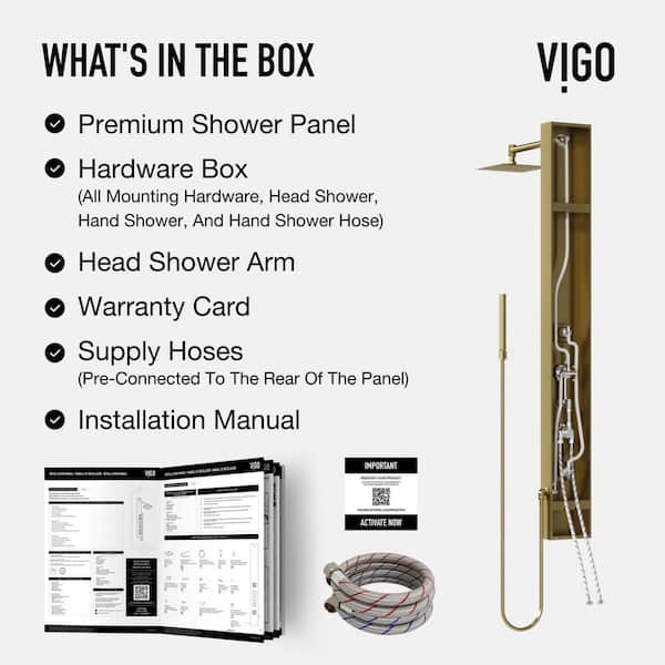 VIGO Rector 55 in. H x 6 in. W 2-Jet Shower Panel System with