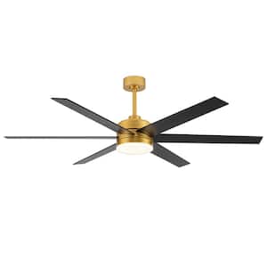 Barbara 65 in. Integrated LED Indoor Gold ceiling Fans with Light and Remote Control Included