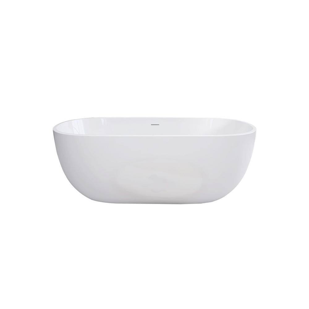 67 in. Acrylic Flatbottom Non-Whirlpool Bathtub in White Classic Oval Shape