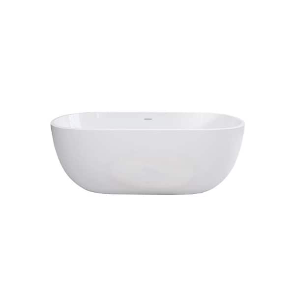 Unbranded 67 in. Acrylic Flatbottom Non-Whirlpool Bathtub in White Classic Oval Shape Soaking Tub with Integrated Slotted Overflow