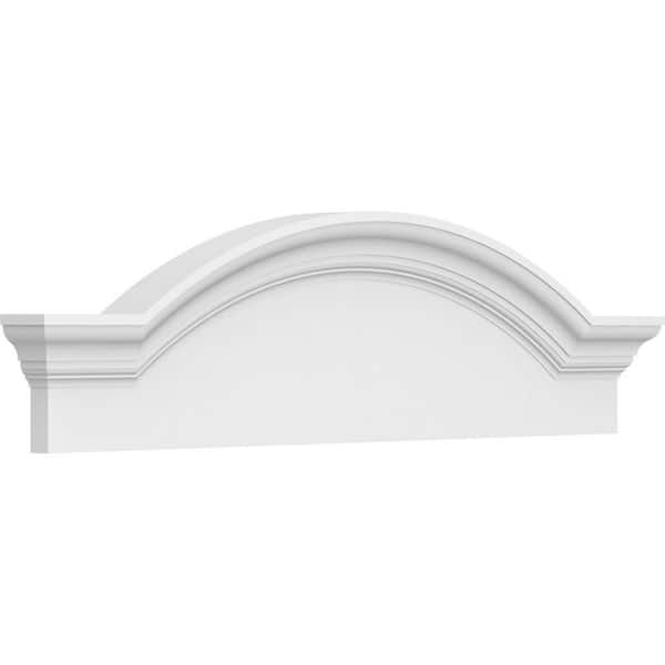 2-1/2 in. x 34 in. x 9-1/2 in. Segment Arch with Flankers Smooth Architectural Grade PVC Pediment Moulding