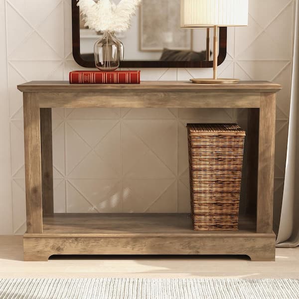 GALANO Heron 42.1 in. Knotty Oak Brown Rectangle Engineer Wood Console Table