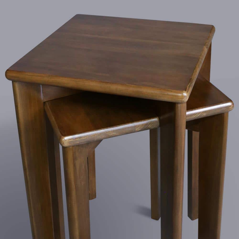 Walnut American Hardwood Stackable Square Stool Set