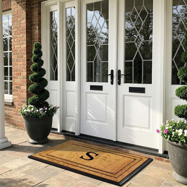 A1HC Natural Coir Rubber Doormat, 25 in x 57 in, Heavy Duty, Dirt Trapping, Thick Non Slip Monogrammed S Doormats