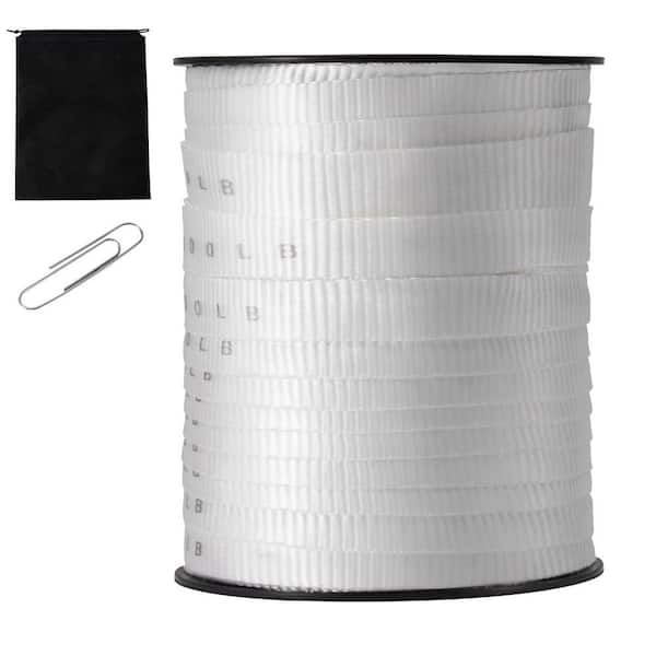 Polyester Pull Tape, 3/4 in. x 265 ft. Flat Rope, 2500 lbs. Tensile, for Packaging, Gardening, Electrical Works, White