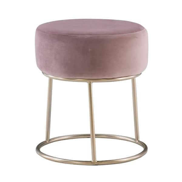 Linon Home Decor Tori Pink and Rose Gold Makeup Vanity Stool