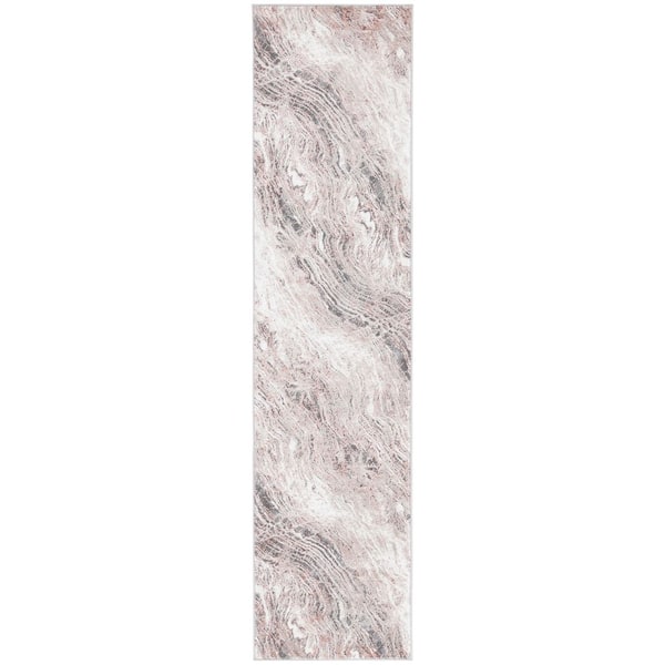 Vogue 2 ft. x 8 ft. Rust/Gray Distressed Wavy Runner Rug