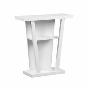 32 in. White Standard Rectangle Console Table with Storage