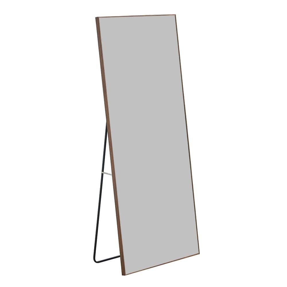 Brown 31.4 in. W x 71 in. H Modern Rectangle Glass Framed Mirror Wall Mirro