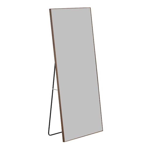Unbranded Brown 31.4 in. W x 71 in. H Modern Rectangle Glass Framed Mirror Wall Mirror Wall Decor Mirror