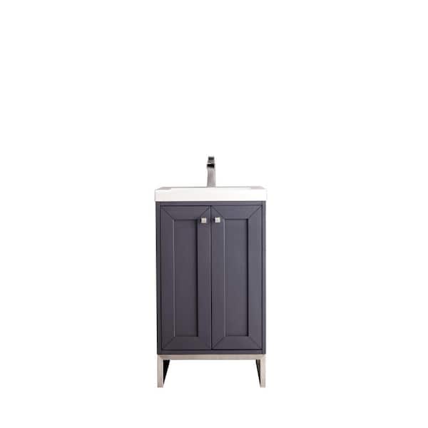 James Martin Vanities Chianti 20 in. Single Vanity in Mineral Grey with Resin Vanity Top in White Glossy with White Basin