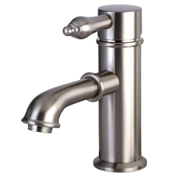 Kingston Brass Paris Single Hole Single-Handle Mid-Arc Bathroom Faucet in Brushed Nickel