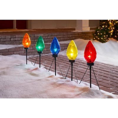 20 in. Multi-Color Giant C7 Christmas Pathway Lights (Set of 5)