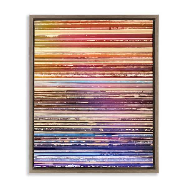 Stupell Industries Music Album Record Edges by Graffi tee Studios Brown Floater Frame Abstract Graphic Art Print 31 in. x 25 in.