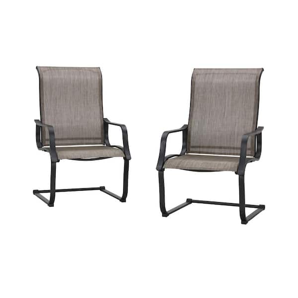 Patio Festival Spring Sling Outdoor Dining Chair in Gray (2-Pack)