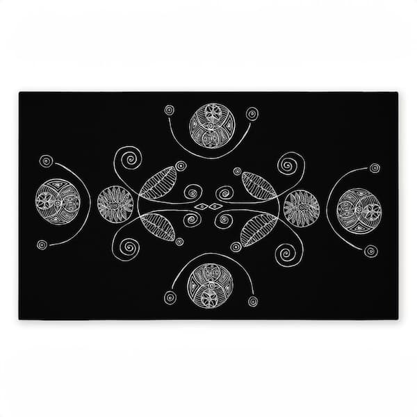 Minimal Elementals on Black Black 18 in. x 30 in. Polyester Non-Slip Outdoor Door Mat