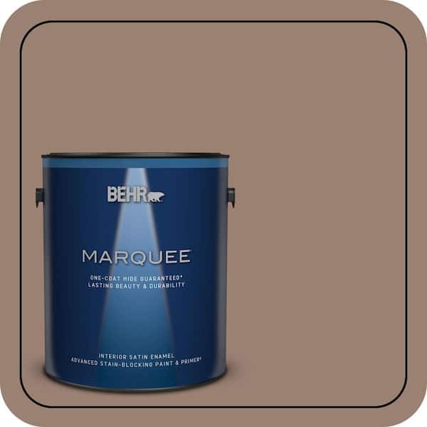 BEHR MARQUEE 1 gal. #N190-5 Frontier Brown One-Coat Hide Satin Enamel Interior Paint & Primer