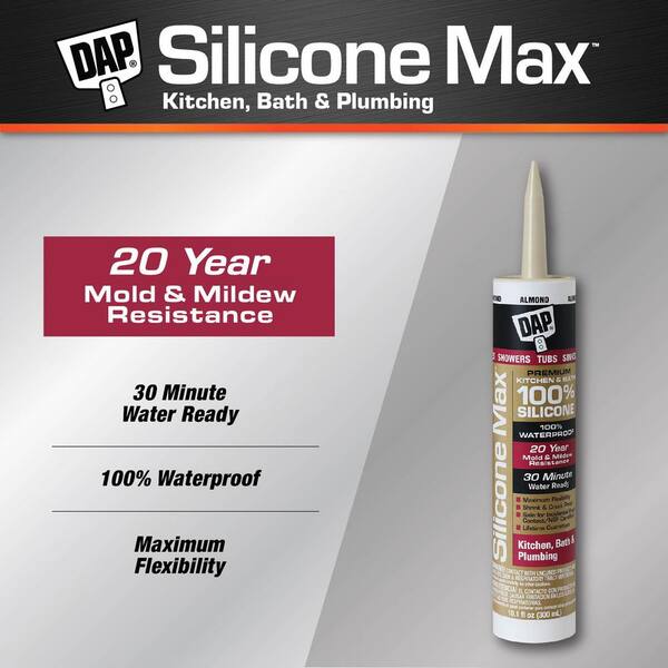Silicone Max 10.1 oz. Almond Premium Kitchen and Bath Silicone Sealant (12-Pack)