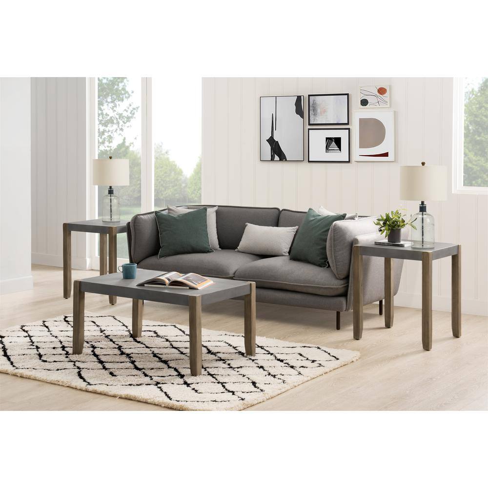 Newport 3-Piece Rectangle Living Room Set, Concrete Gray Top with Light Amber Wood Frame Coffee Table and 2-End Tables price history on PriceWatchPro