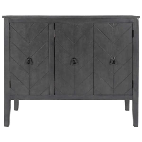 Unbranded 37 in. W x 15.7 in. D x 31.5 in. H Gray Linen Cabinet with Adjustable Shelf and Antique Modern Sideboard