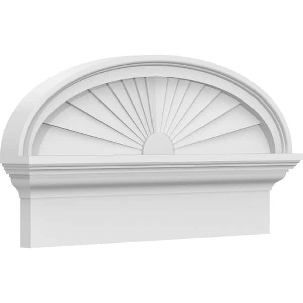Ekena Millwork 2-3/4 in. x 24 in. x 12-7/8 in. Elliptical Sunburst Architectural Grade PVC Combination Pediment