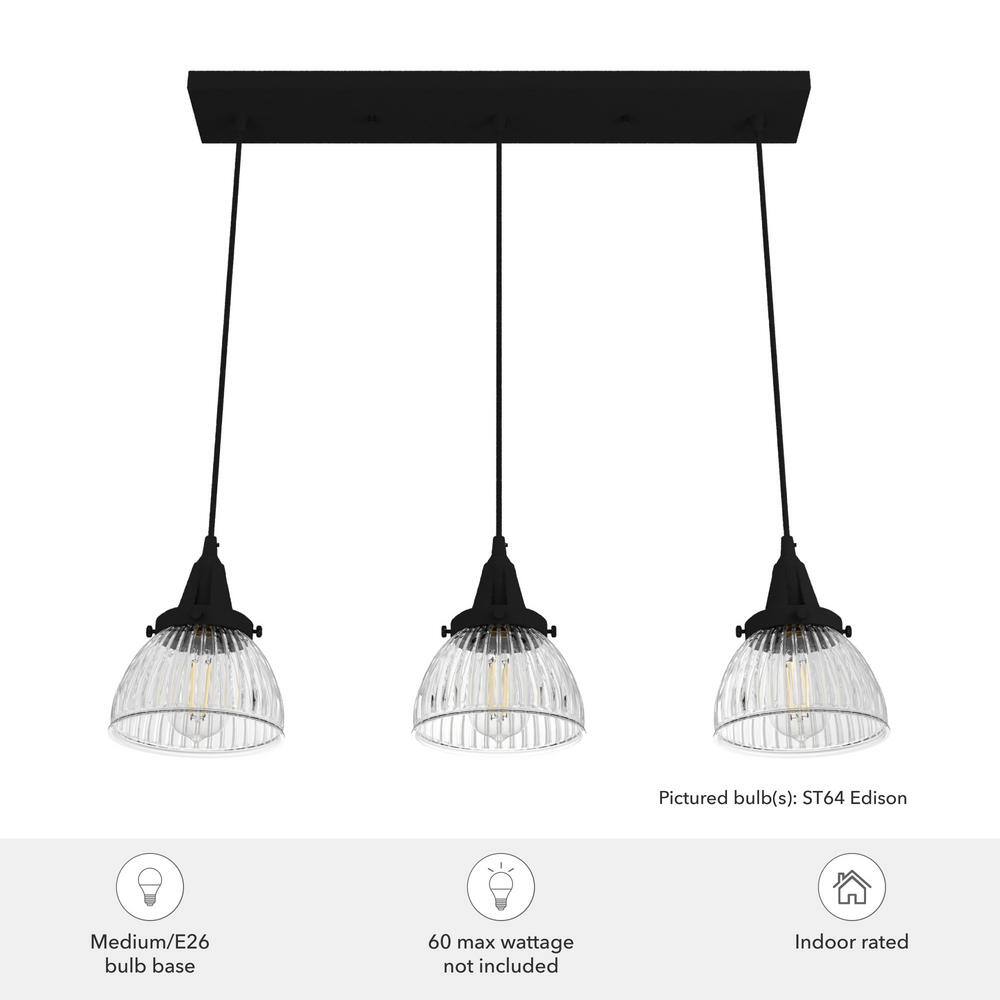 Cypress Grove Natural Iron 3-Light Fluted Glass Cluster Pendant