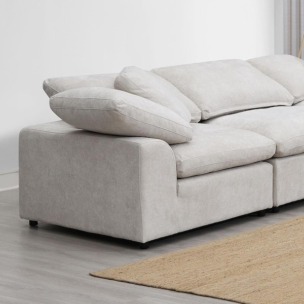 Naveen 45 45 in. Armless 1-piece Linen Modular Sectional Sofa in Ivory with No Additional Features