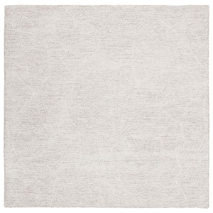 Metro Natural/Ivory 4 ft. x 4 ft. Solid Color Abstract Square Area Rug