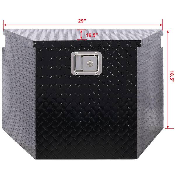 29 in. Trailer Tongue Box RV Trailer Truck Tool Truck Tool Box with Lock Keys Side Handle, Black, 29 x 16. 5 x 18. 5 in.