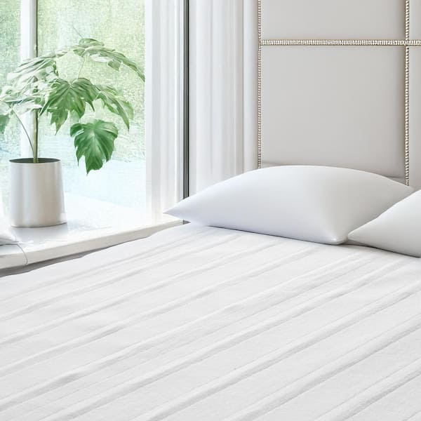 Heated Mattress Pad, White, Velvet, 60 x 80 in., Queen Electric Blanket Bed Warmer with 1-5 Heat Control 2025 update