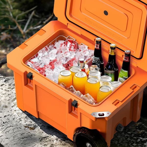 Hooure 27.5 in. 55 qt. Cooler with Wheels, Warming Drawer, Leak